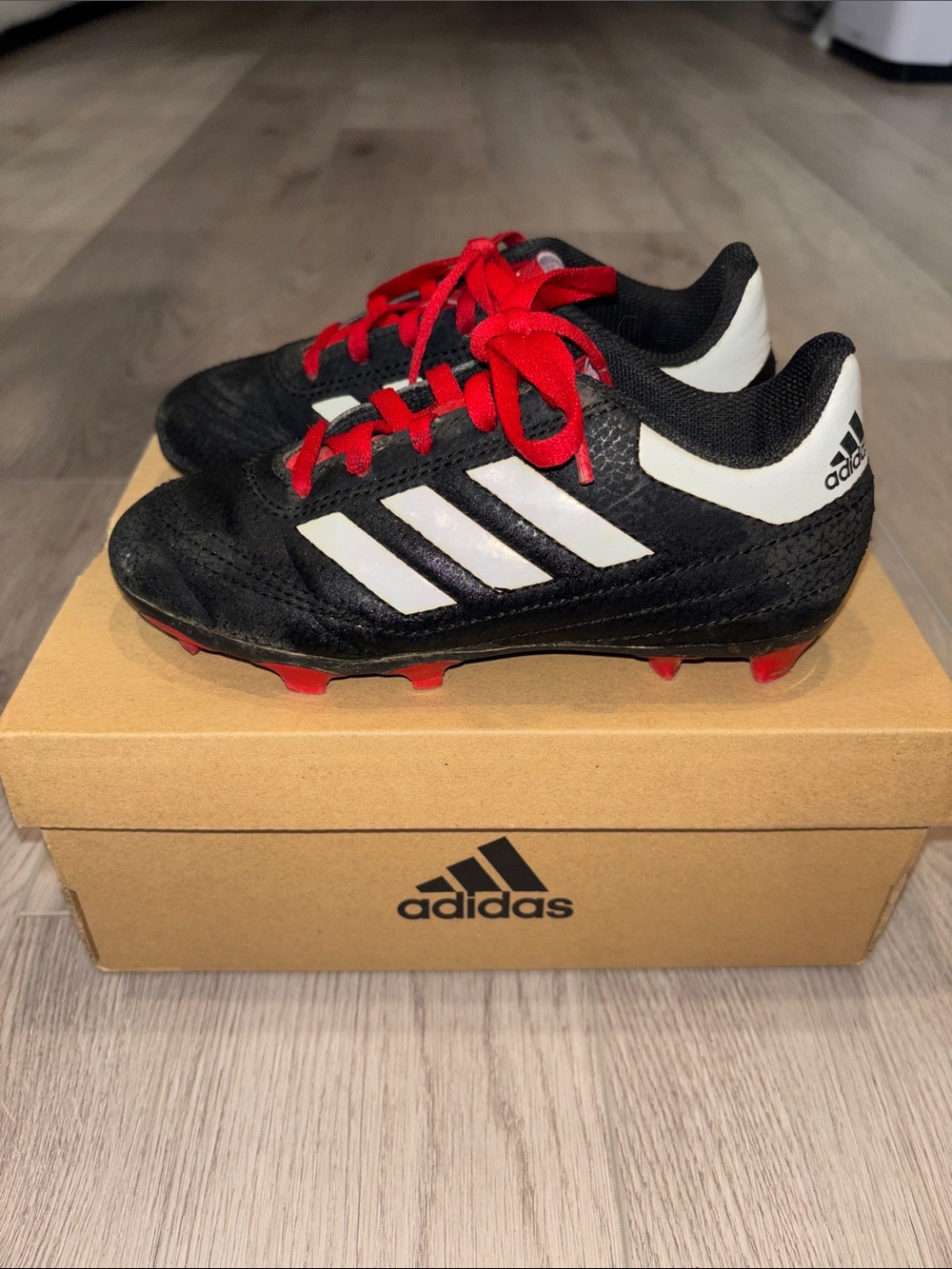 Adidas Black and Red Kids Soccer Sneakers (size 12K)